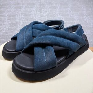 Lofina Ecological Crossover Strap Dark Turquoise Made In Italy Sandal Eu 37